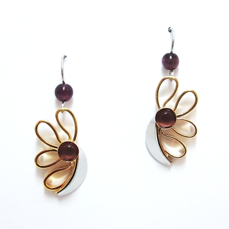 Christophe Poly Plum Flower Earrings - Click Image to Close